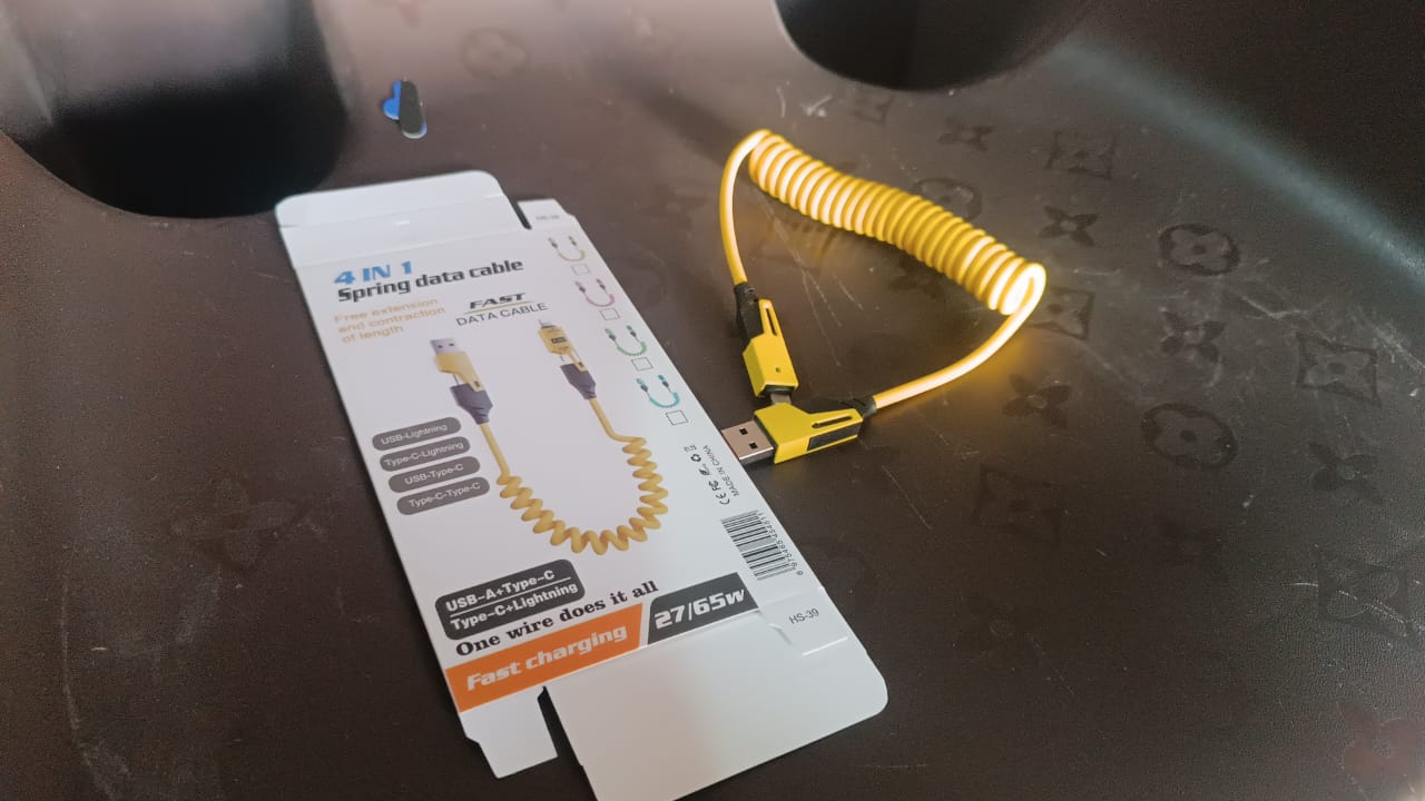 4 in 1 Spring Fast Charging Cable (1 Pc / 1.5 Mtr Long) 4 in 1 Spring Fast Charging Cable (1 Pc / 1.5 Mtr Long)